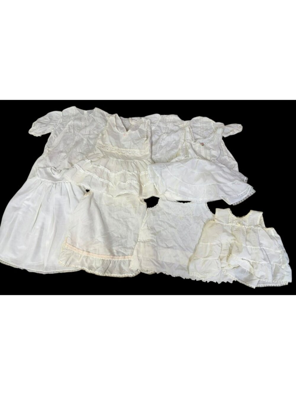 LOT 6 Vintage Baby/Toddler Dress Slips Petticoats Ruffled Lace Muslin Underskirt